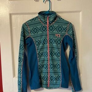 Kari Traa Blue and Green Patterned Fleece Jacket
